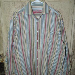 Bugatchi Uomo Mens Button Front Shirt Size L (G-4)